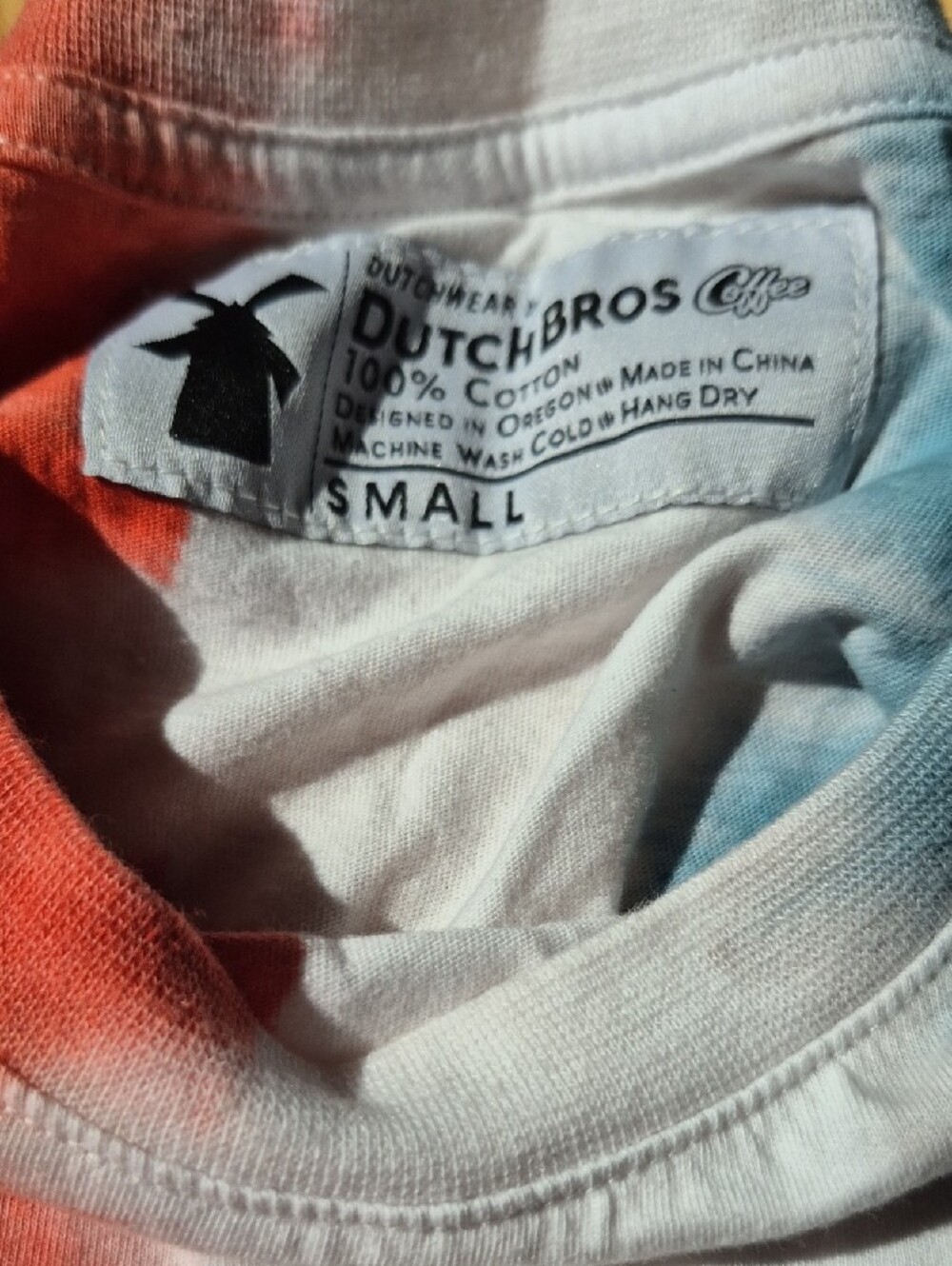 Dutch Bros Tie-Dye Patriotic T‑Shirt in Red, White & Light Blue - Picture 2 of 2
